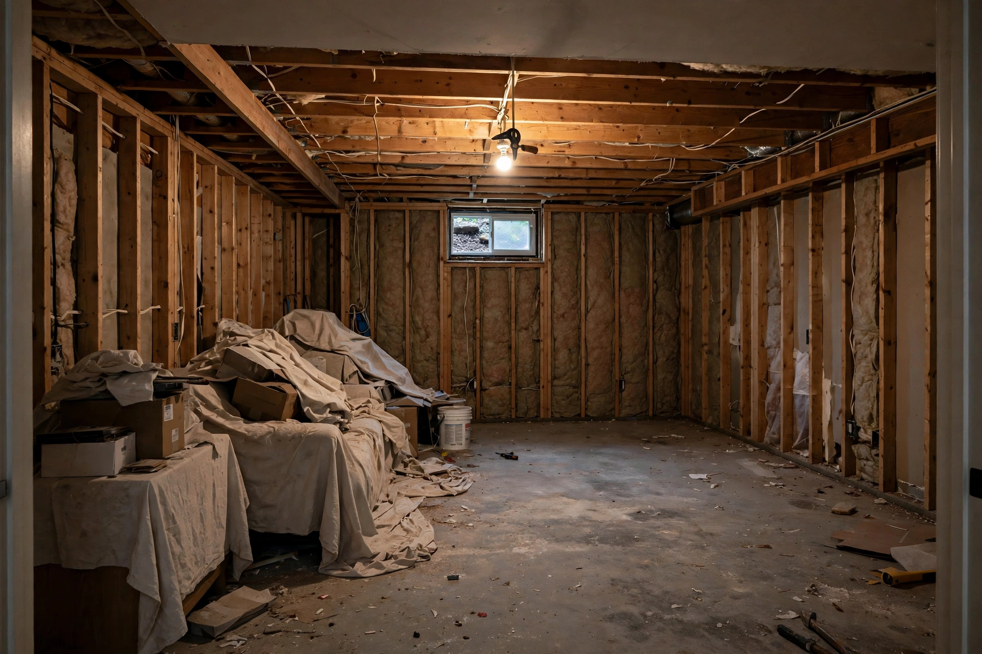Before photo,  Basement Bedroom Conversion in Woodmore, by Bowie Egress Windows Company