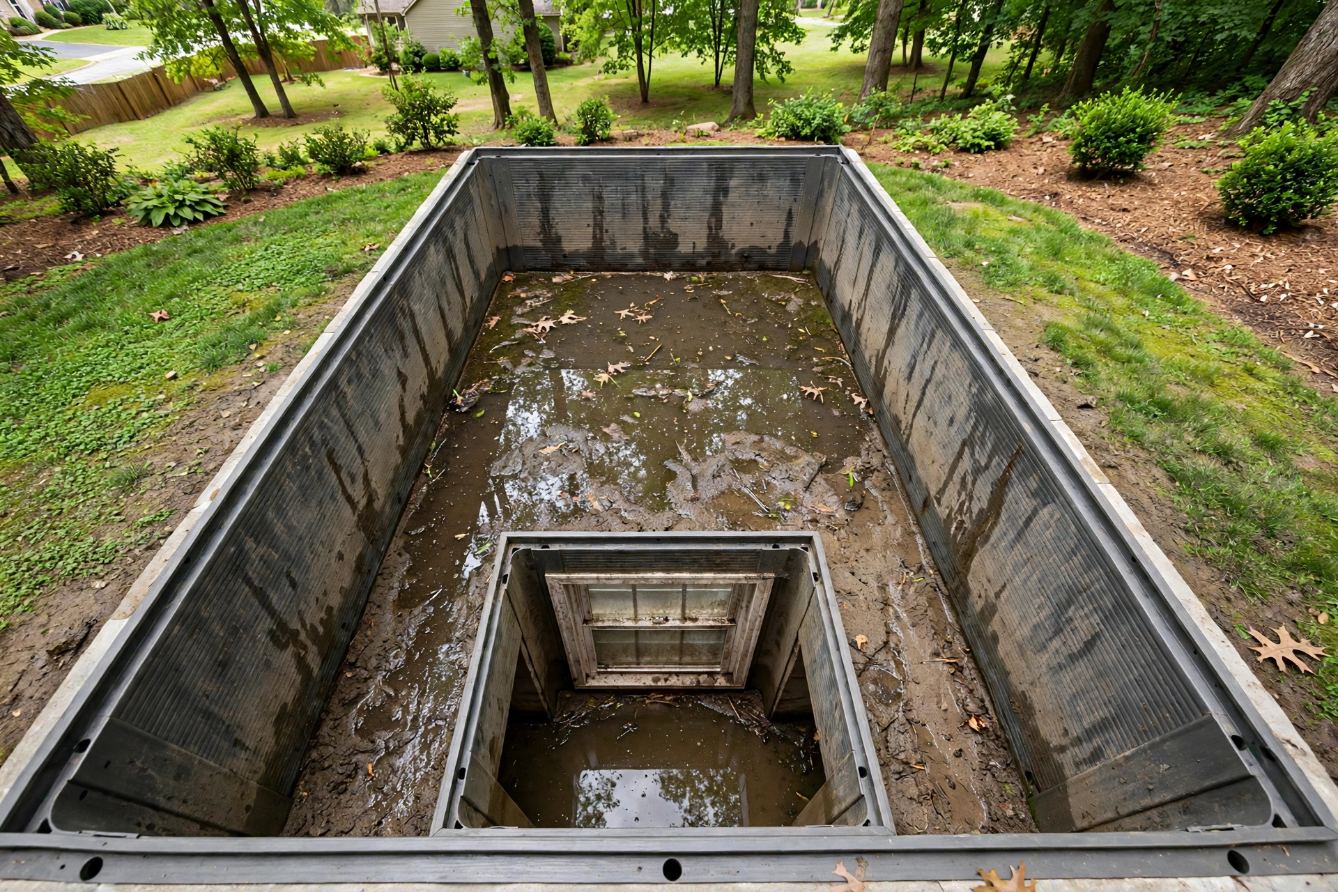 Before photo, Egress Window Well Drainage in Somerset, by Bowie Egress Windows Company