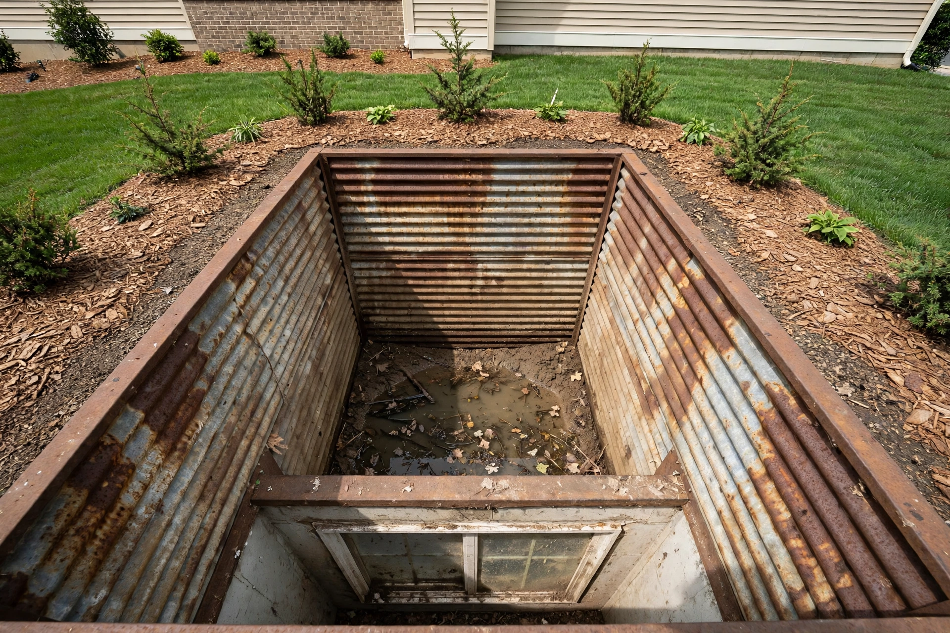 Before photo,  Egress Window Wells in White Marsh, by Bowie Egress Windows Company