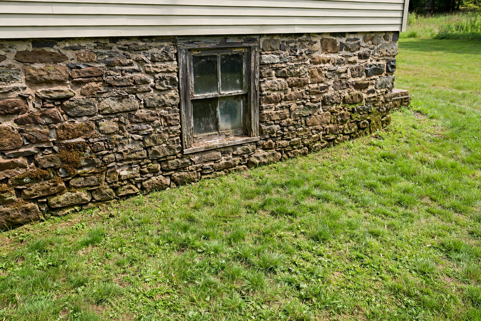 Before photo,  Stone Foundation Egress Windows in Old Town Bowie, by Bowie Egress Windows Company